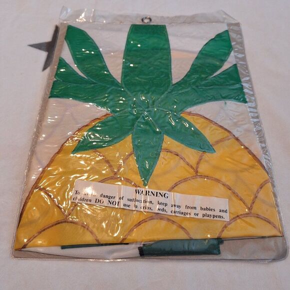 Vintage Pineapple Decorative Flag Hand Embroidered Design Giant 28"x40" NEW - Picture 5 of 5